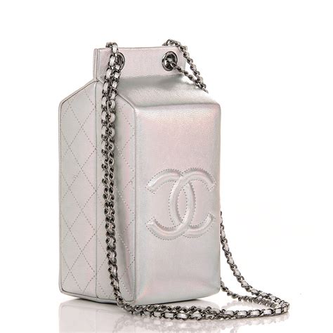 CHANEL Metallic Goatskin Lait de Coco Milk Carton Bag